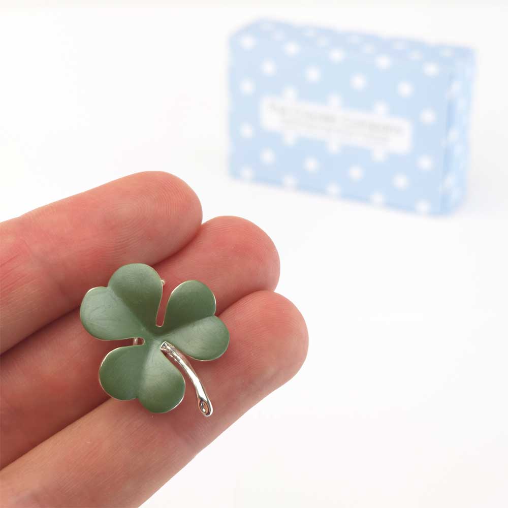 Irish Shamrock Brooch | Matt Green | 2.5cm Wide | Mini Gift | Cracker Filler