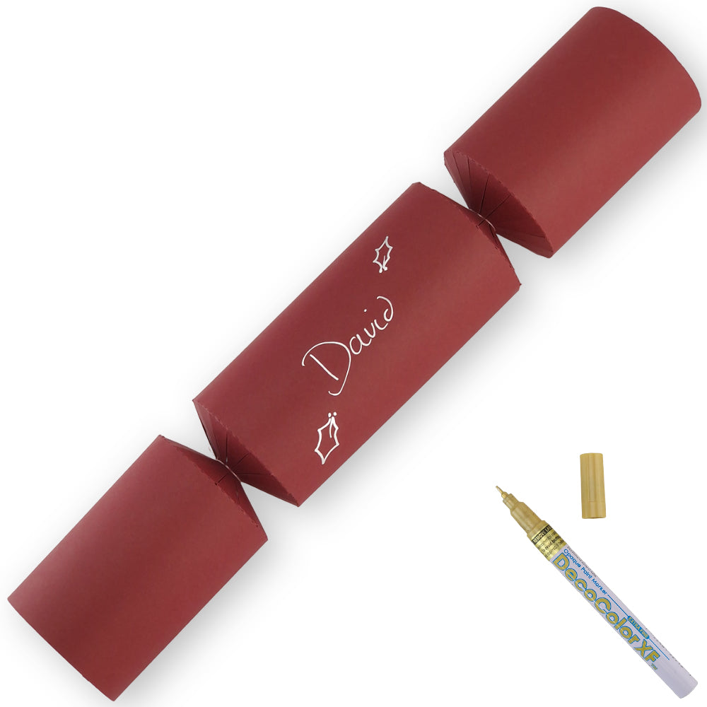 Burgundy Red | 12 Personalise Your Own Crackers | Make & Fill Your Own With Pen