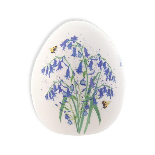 Bluebells & Bees | Ceramic Easter Egg Ornament | 9cm Tall | Home Décor