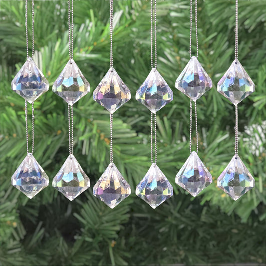 Crystal Hanging Christmas Tree Decorations | Set of 12 | 3.5cm | Gisela Graham