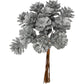 12 Mini Silver Glitter Artificial Pine Cone Wired Faux Christmas Floristry Picks