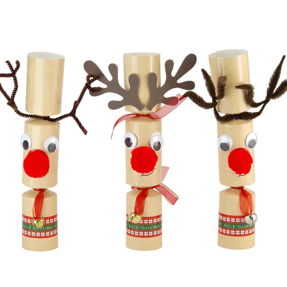 Standy Uppy Rudolph | Christmas Cracker Craft Kit | make 6 | Pipecleaner Antlers