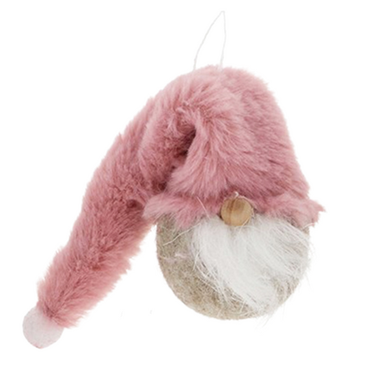 Dusky Pink | Super Cute Gonk | Hanging Christmas Ornament with Furry Hat