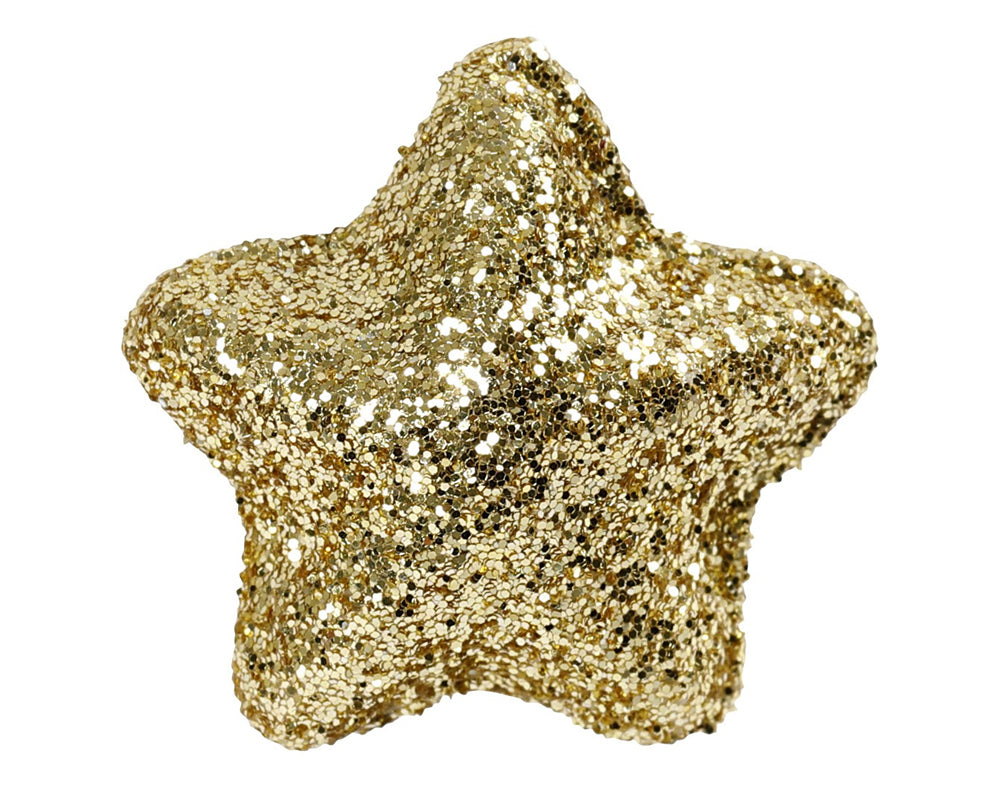 12 Wired Gold Glitter Stars for Christmas Wreaths & Faux Floristry