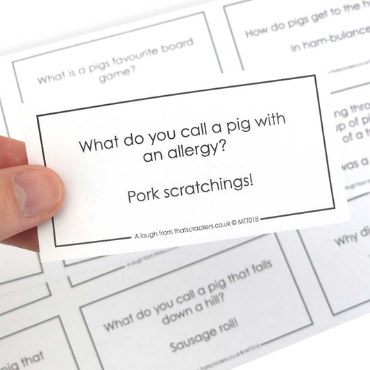 Ham It Up | Meat Themed Jokes | Sheet of 12 | Make & Fill Your Own Crackers