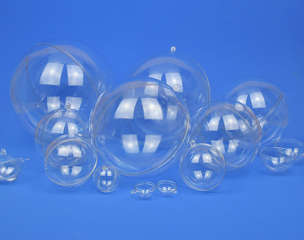 70mm | Single | Two Part Fillable Transparent Plastic Bauble | Christmas Ornament