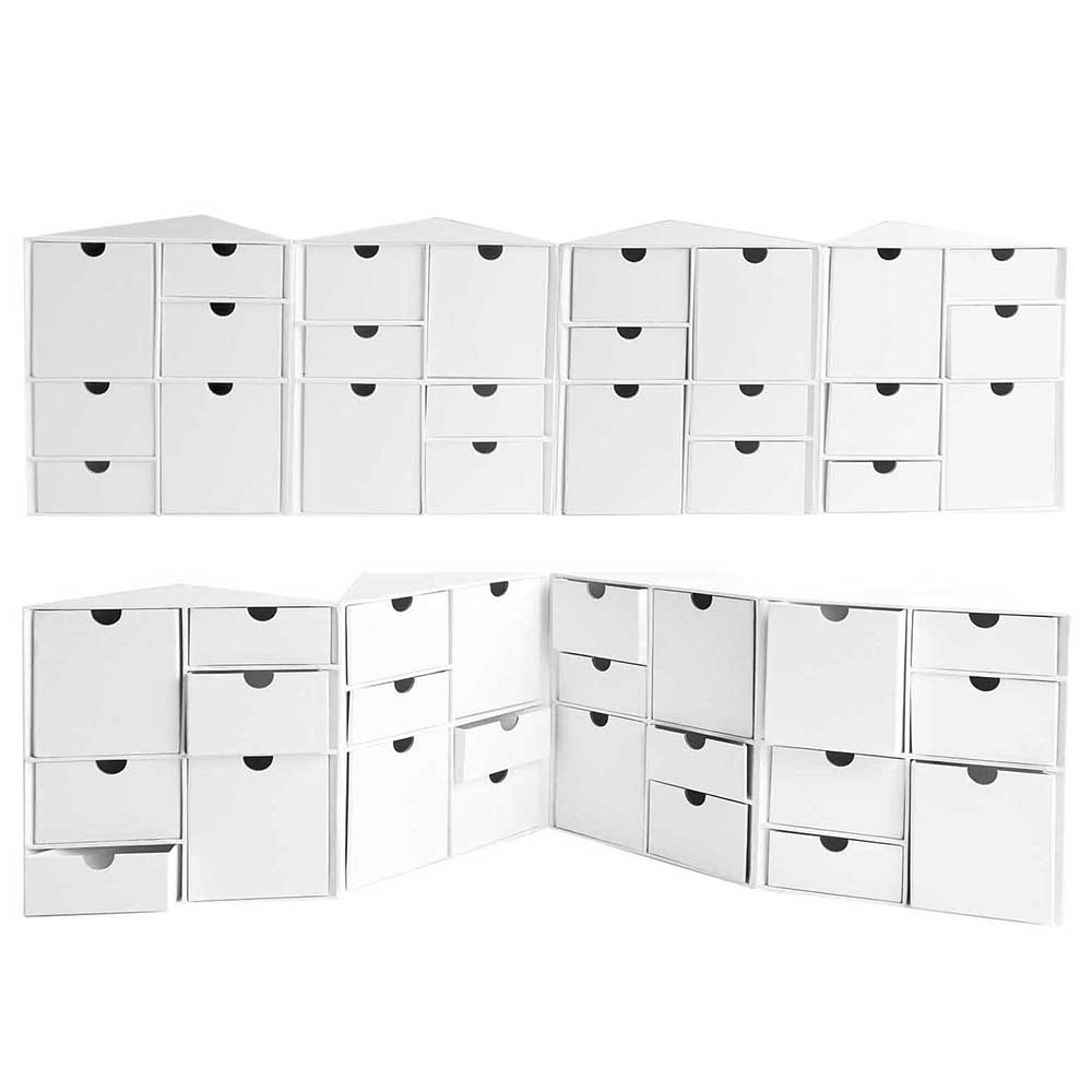 White Expanding Advent Cabinet to Fill | 24 Drawer Storage | 24 x 32 x 16cm