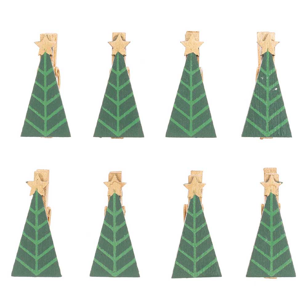 Christmas Tree Pegs | 8 Papercraft Embellishments