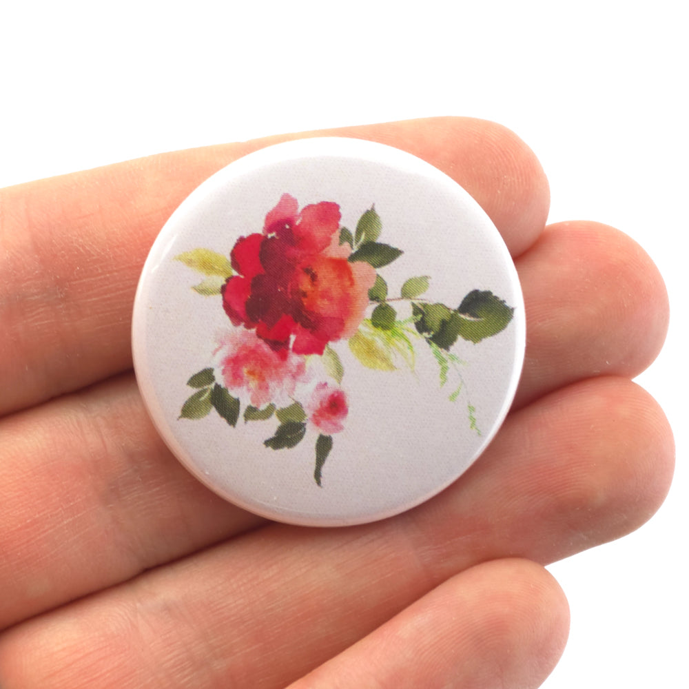 Rose Bouquet | 38mm Button Pin Badge | Mini Gift | Cracker Filler