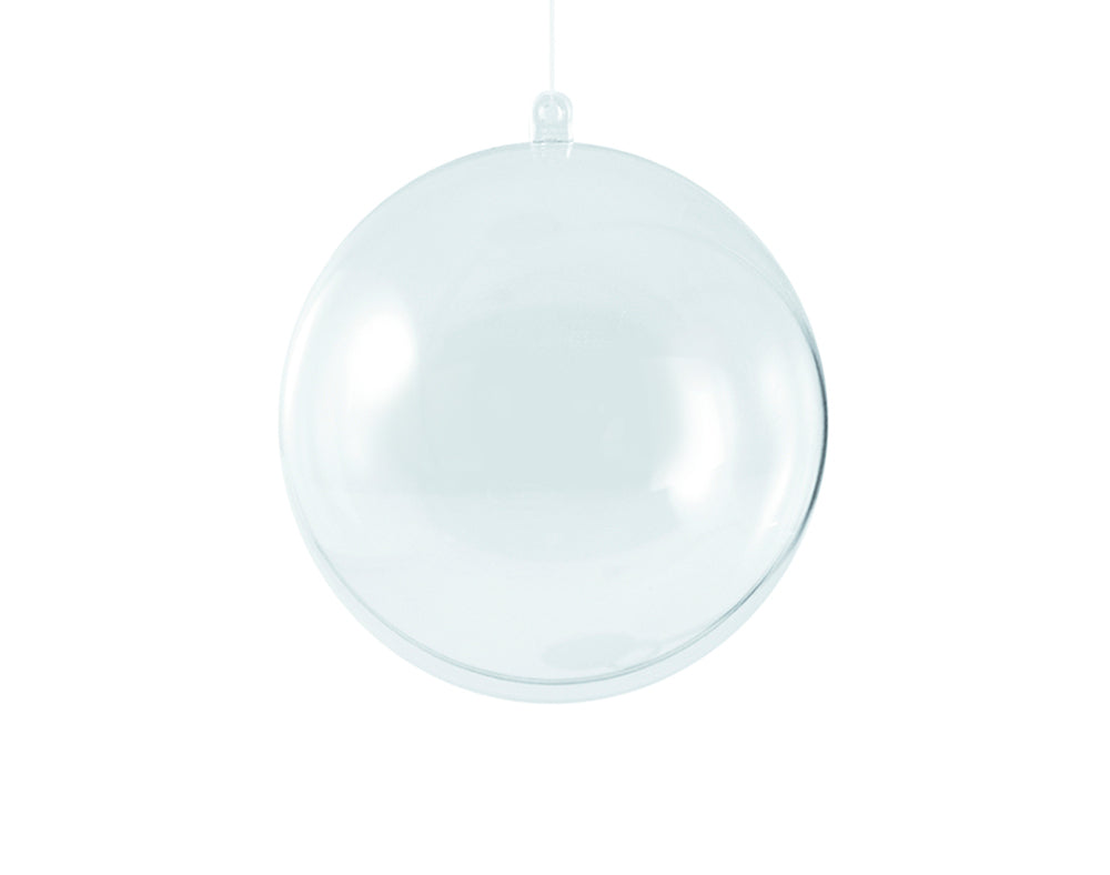 Single 60mm Fillable Two-Part Clear Plastic Christmas Bauble Ornament