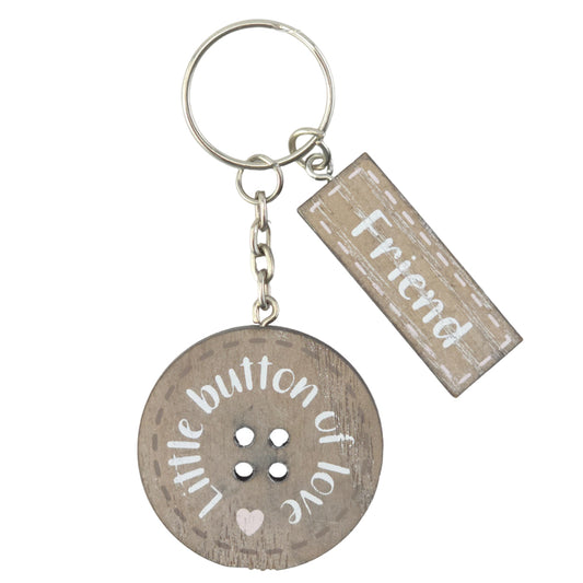 Friend | Little Button of Love | Wooden Keyring | Mini Gift | Cracker Filler