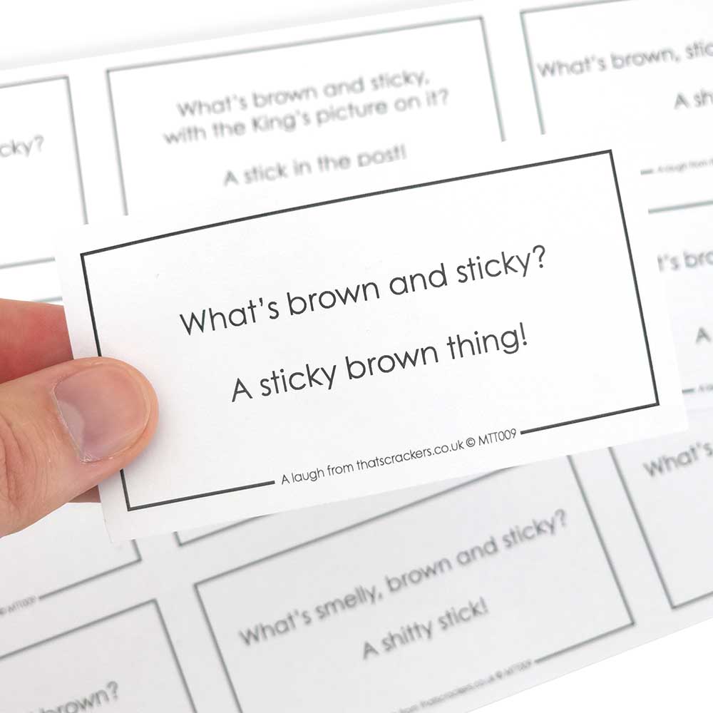 Brown & Sticky Jokes | Sheet of 12 | Make & Fill Your Own Crackers