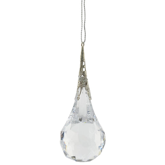 Clear Crystal Drop | Faceted Acrylic Christmas Tree Ornament | 9cm Tall