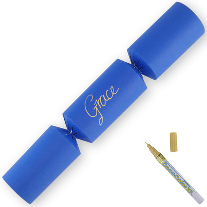 Royal Blue | 12 Personalise Your Own Crackers | Make & Fill Your Own | With Pen