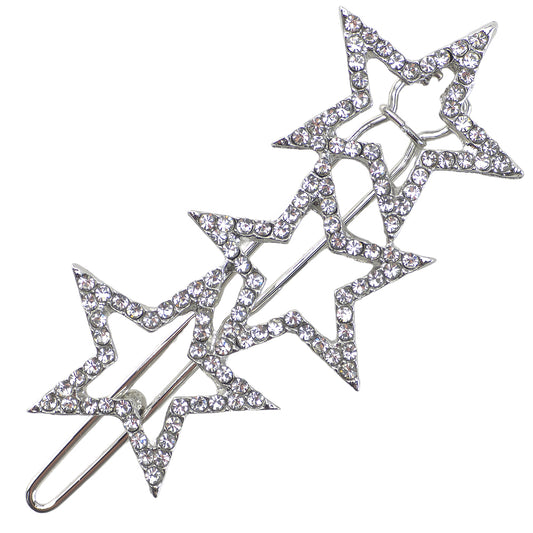 Triple Star Crystal Hair Clip | 5cm Long | Mini Gift | Cracker Filler