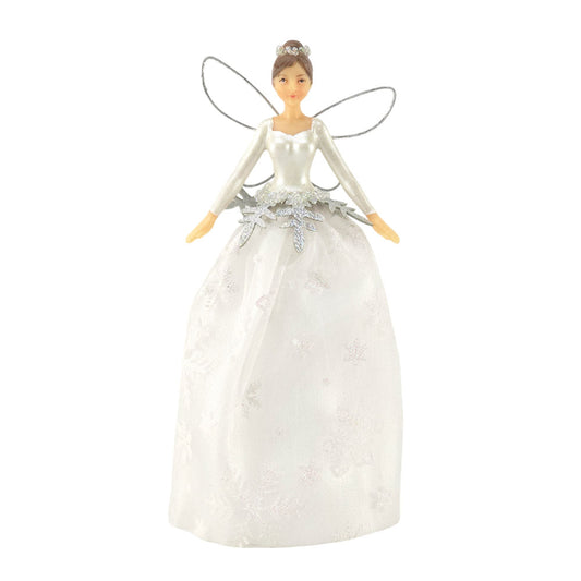 Snowflake Fairy | White & Silver | Gisela Graham 20cm Christmas Tree Topper