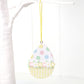 7cm Yellow Dotty Floral Wooden Easter Tree Decoration Hanging Ornament | Gisela Graham