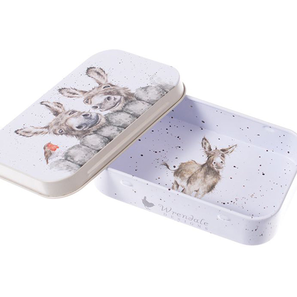 Donkeys & Robin | 9cm Wrendale Lidded Tin | Cracker Filler | Mini Gift