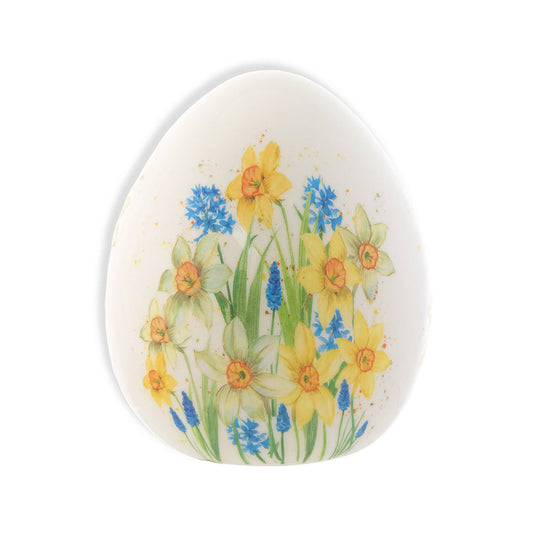 Hyacinths & Daffodils | Ceramic Easter Egg Ornament | 9cm Tall | Home Décor