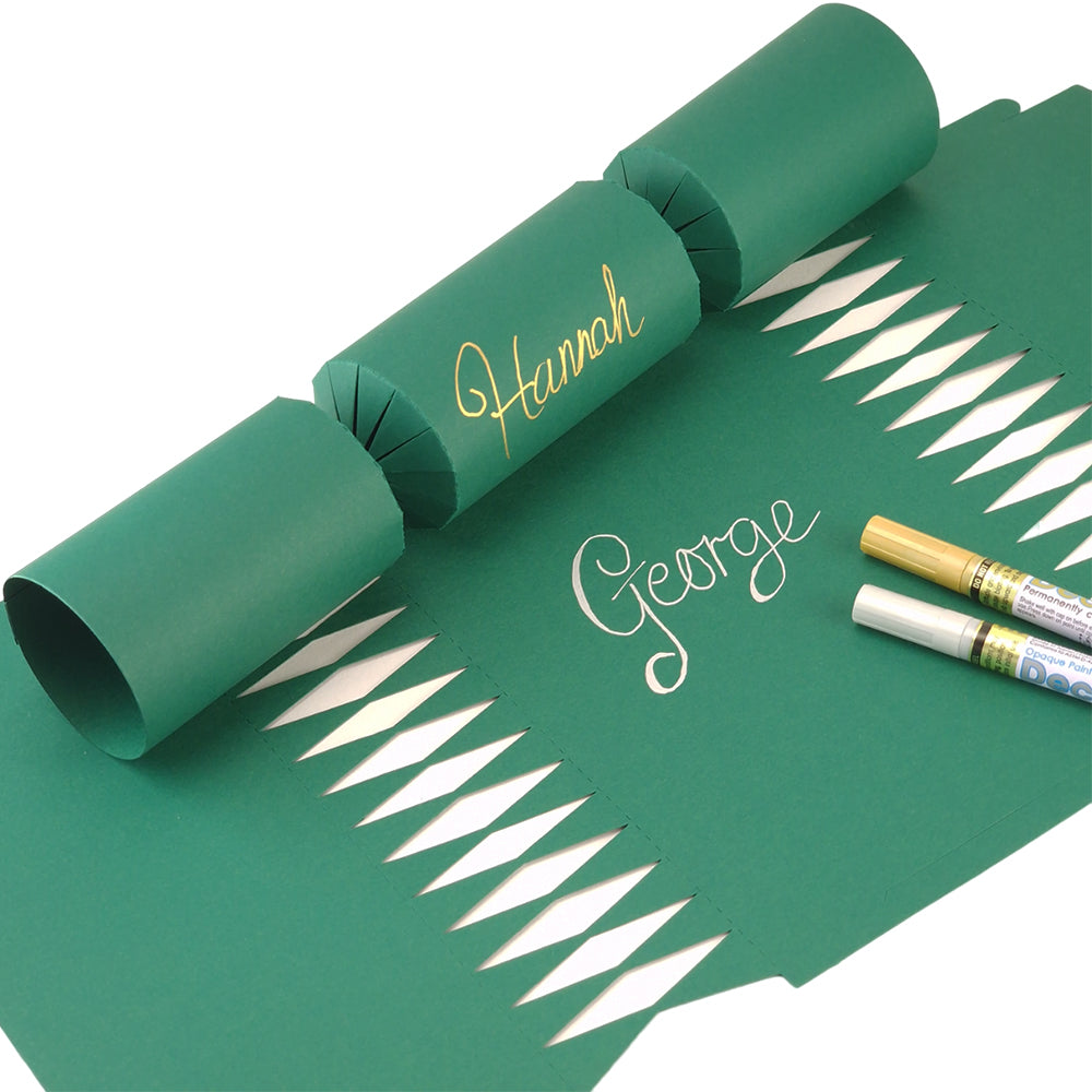 Rich Green | 12 Personalise Your Own Crackers | Make & Fill Your Own | With Pen