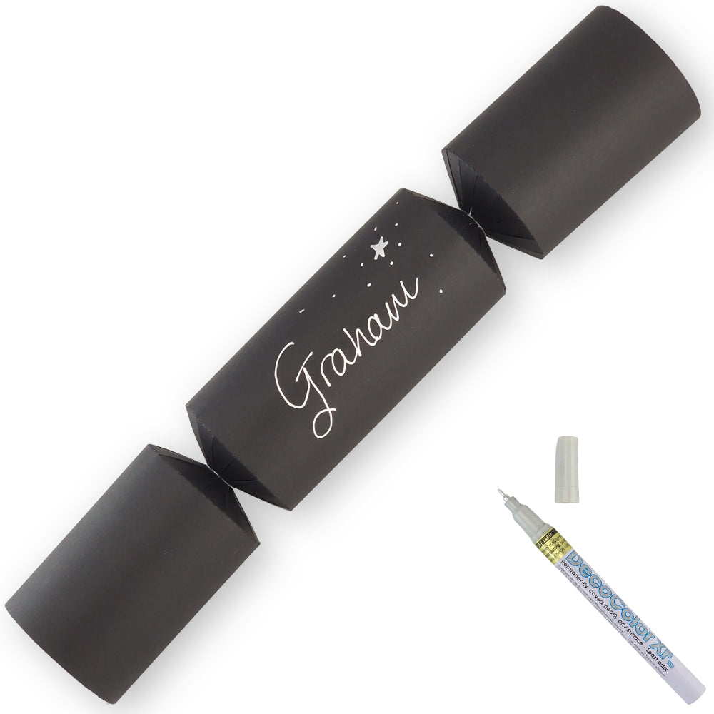 Black | 12 Personalise Your Own Crackers | Make & Fill Your Own | With Pen
