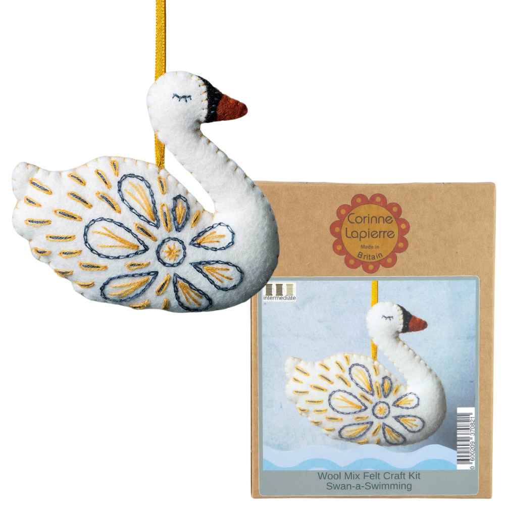 Swan Hanging Ornament | Mini Felt Sewing & Embroidery Kit | Corinne Lapierre