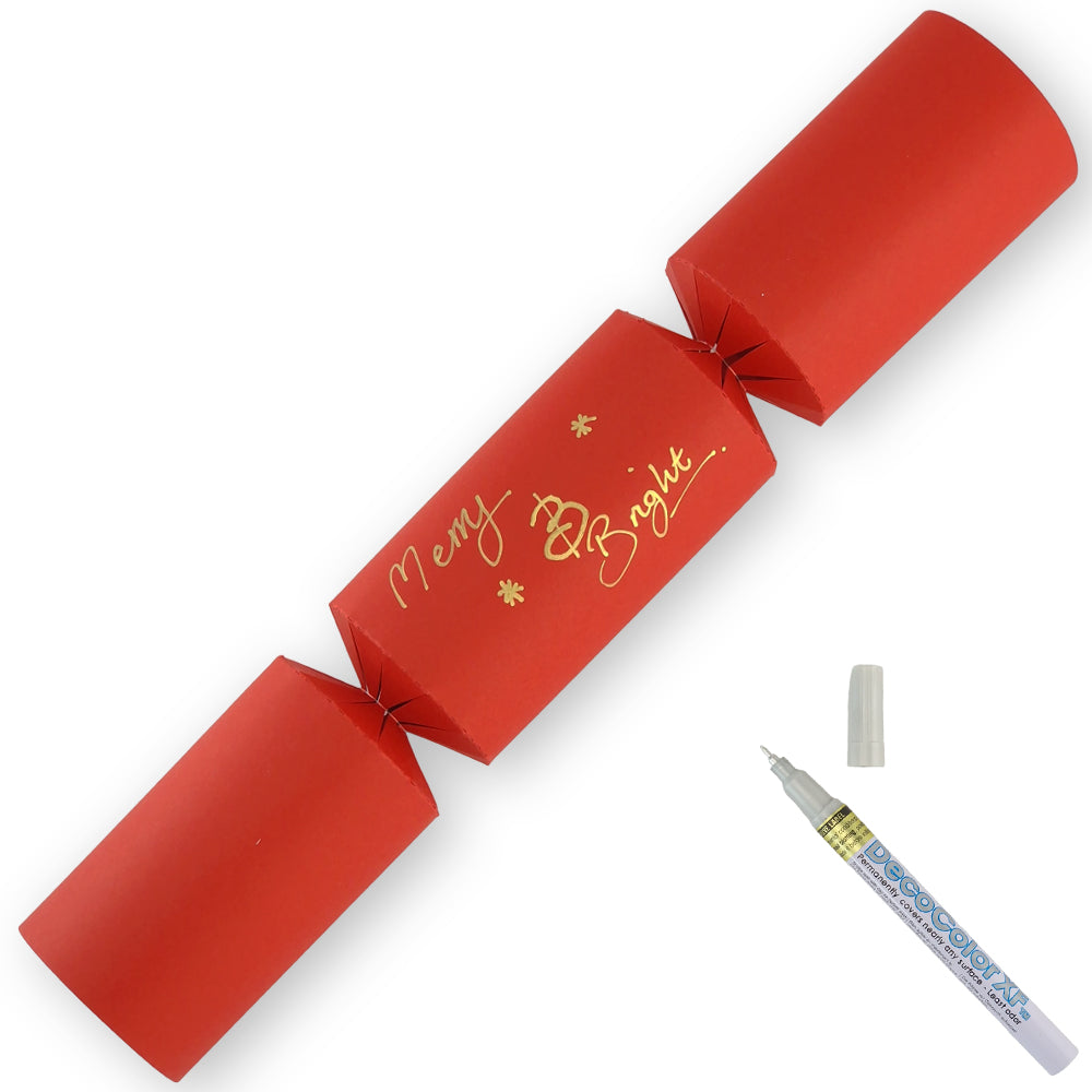 Rich Red | 12 Personalise Your Own Crackers | Make & Fill Your Own | With Pen