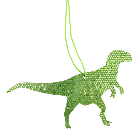 NEW - Green Holographic T-Rex Ornament | Dinosaur Christmas Tree Decoration