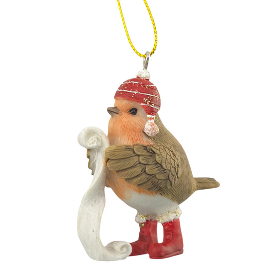 Christmas Robin with Scroll | Hanging Tree Decoration | Gisela Graham