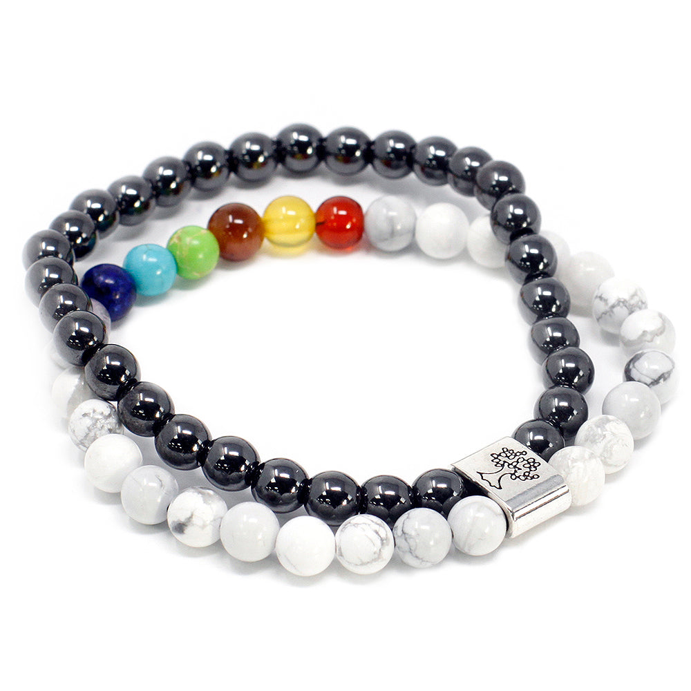 Howlite, Chakra & Magnetic Bead Twin Bracelet Set | Mini Gift | Cracker Filler