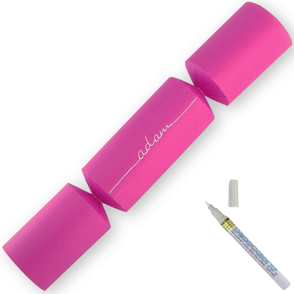 Shocking Pink | 12 Personalise Your Own Crackers | Make & Fill Your Own With Pen