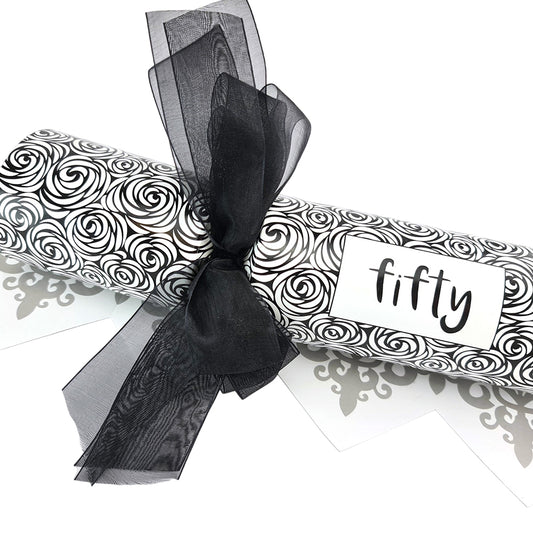 Black Rose - 50th Birthday | 6 Large Bowtastic Crackers | Make & Fill Your Own