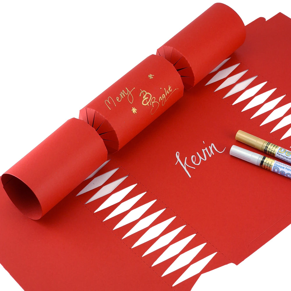 Rich Red | 12 Personalise Your Own Crackers | Make & Fill Your Own | With Pen