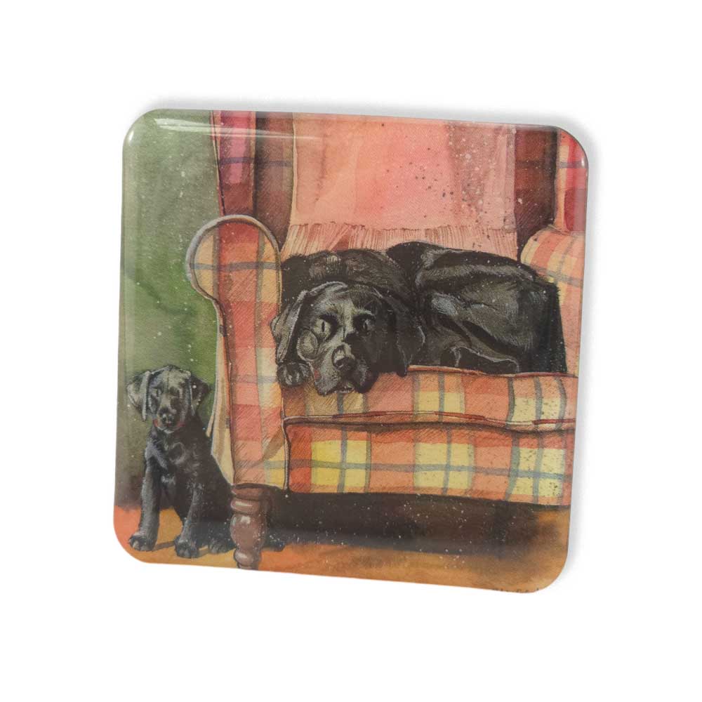 Black Labrador & Pup | Fridge Magnet | Mini Gift | Cracker Filler