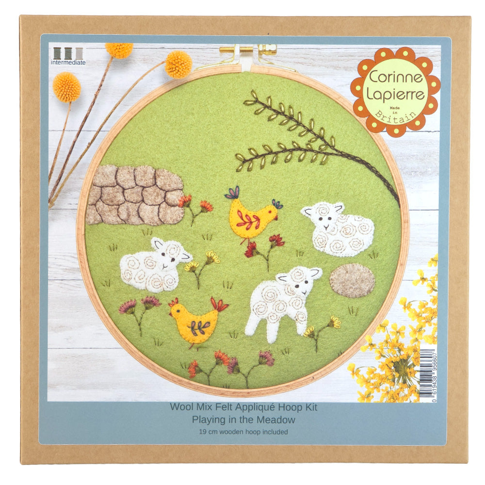 Playing in the Meadow | 19cm Applique Hoop Sewing Kit & Hoop | Corinne Lapierre