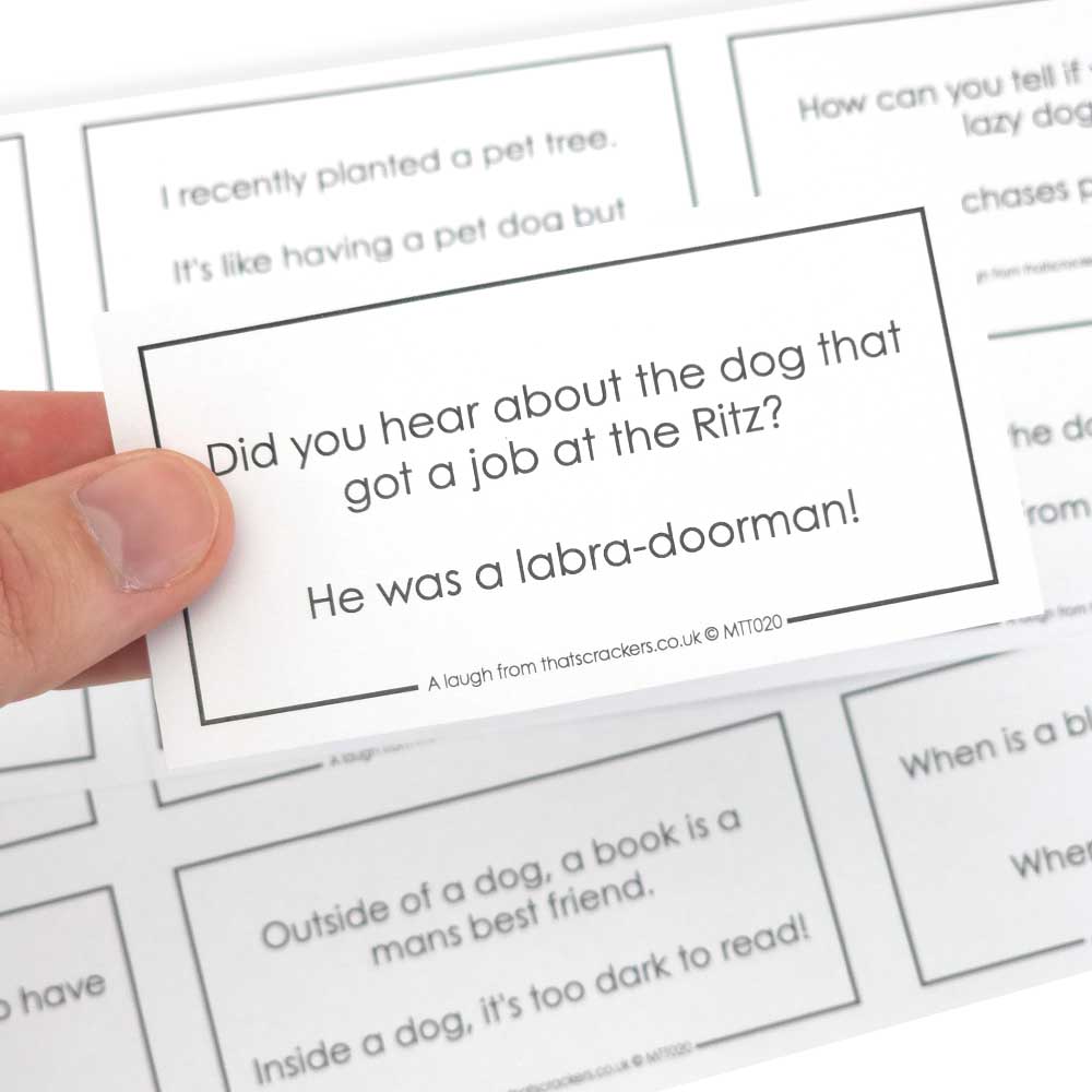 Dog Jokes | Sheet of 12 | Make & Fill Your Own Crackers