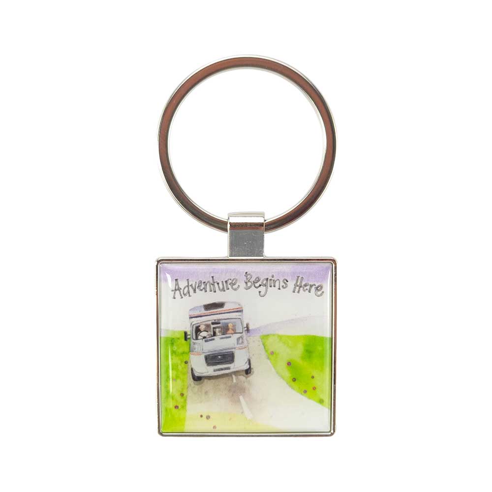 Adventure Begins Here | Motorhome | Metal Keyring | Mini Gift | Cracker Filler