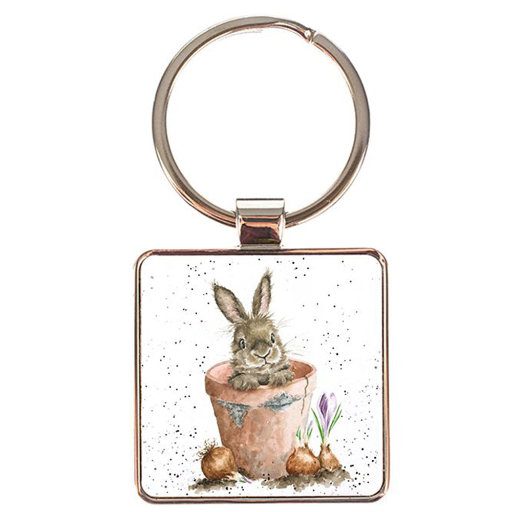 Wrendale Designs 'The Flower Pot' Bunny Metal Keyring | Cracker Filler | Mini Gift