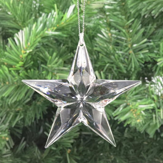 Star | Clear Crystal Christmas Tree Decoration | Acrylic | 9cm Tall