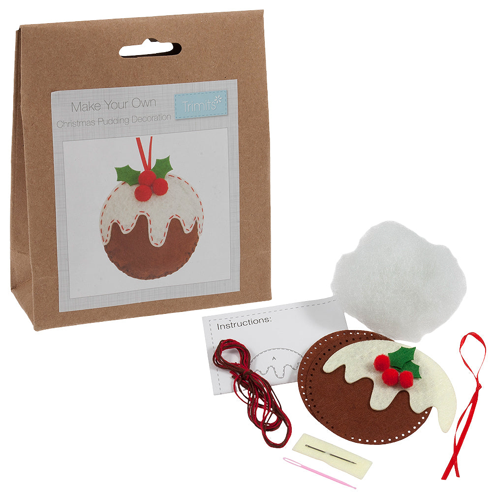 Christmas Pudding | Mini Felt Sewing Kit | Hanging Decoration | Craft Kit