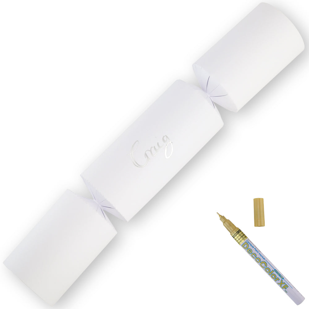 White | 12 Personalise Your Own Crackers | Make & Fill Your Own | With Pen