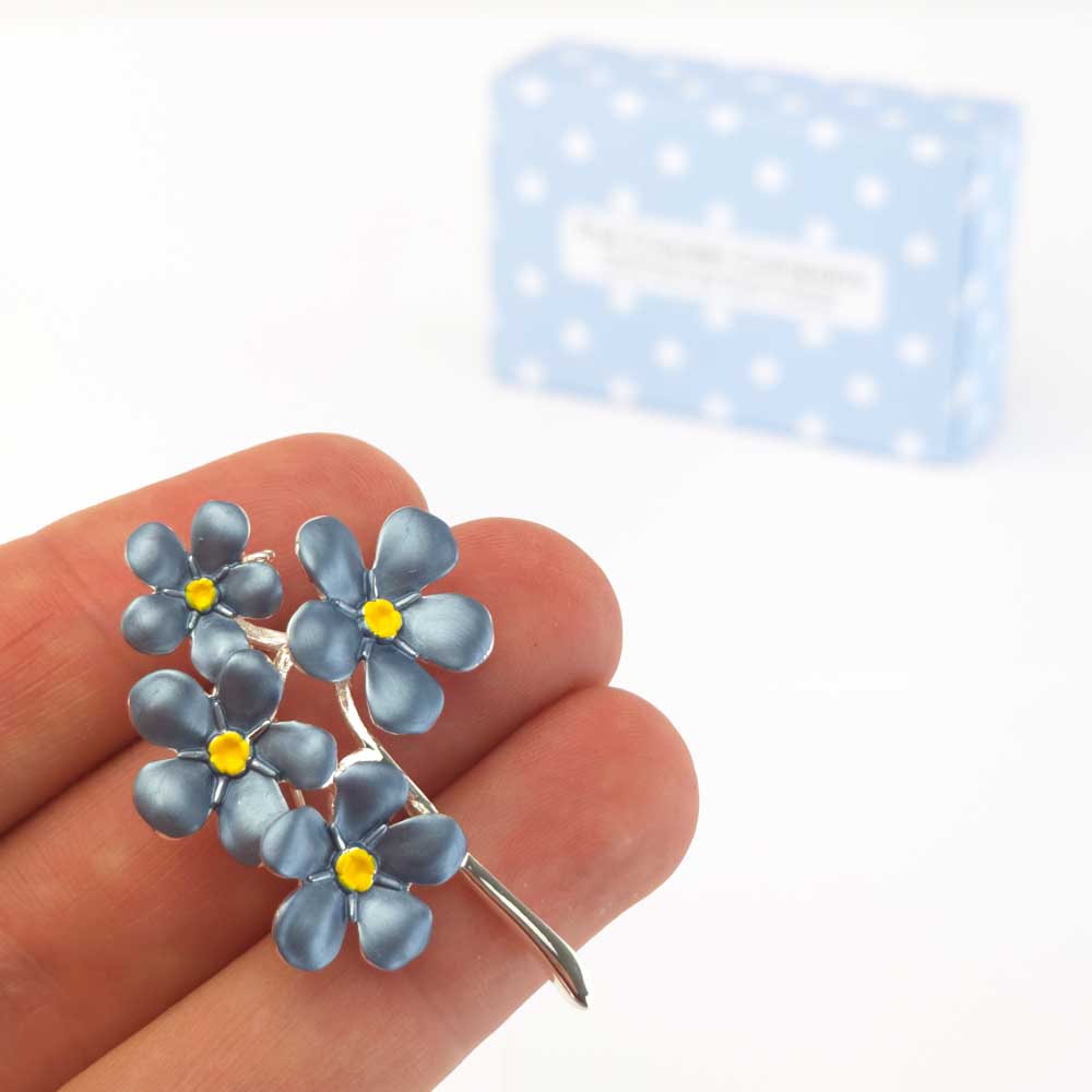 Mid-Blue Forget Me Not Brooch | 5cm Long | Mini Gift | Cracker Filler