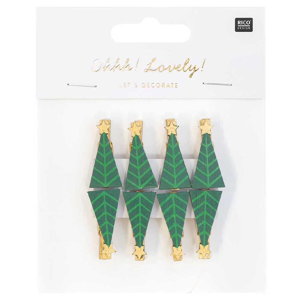 Christmas Tree Pegs | 8 Papercraft Embellishments