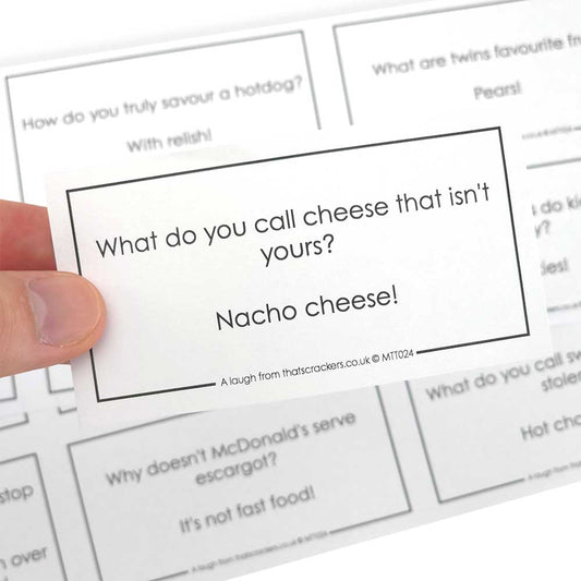 Laughing at Food Jokes | Sheet of 12 | Make & Fill Your Own Crackers