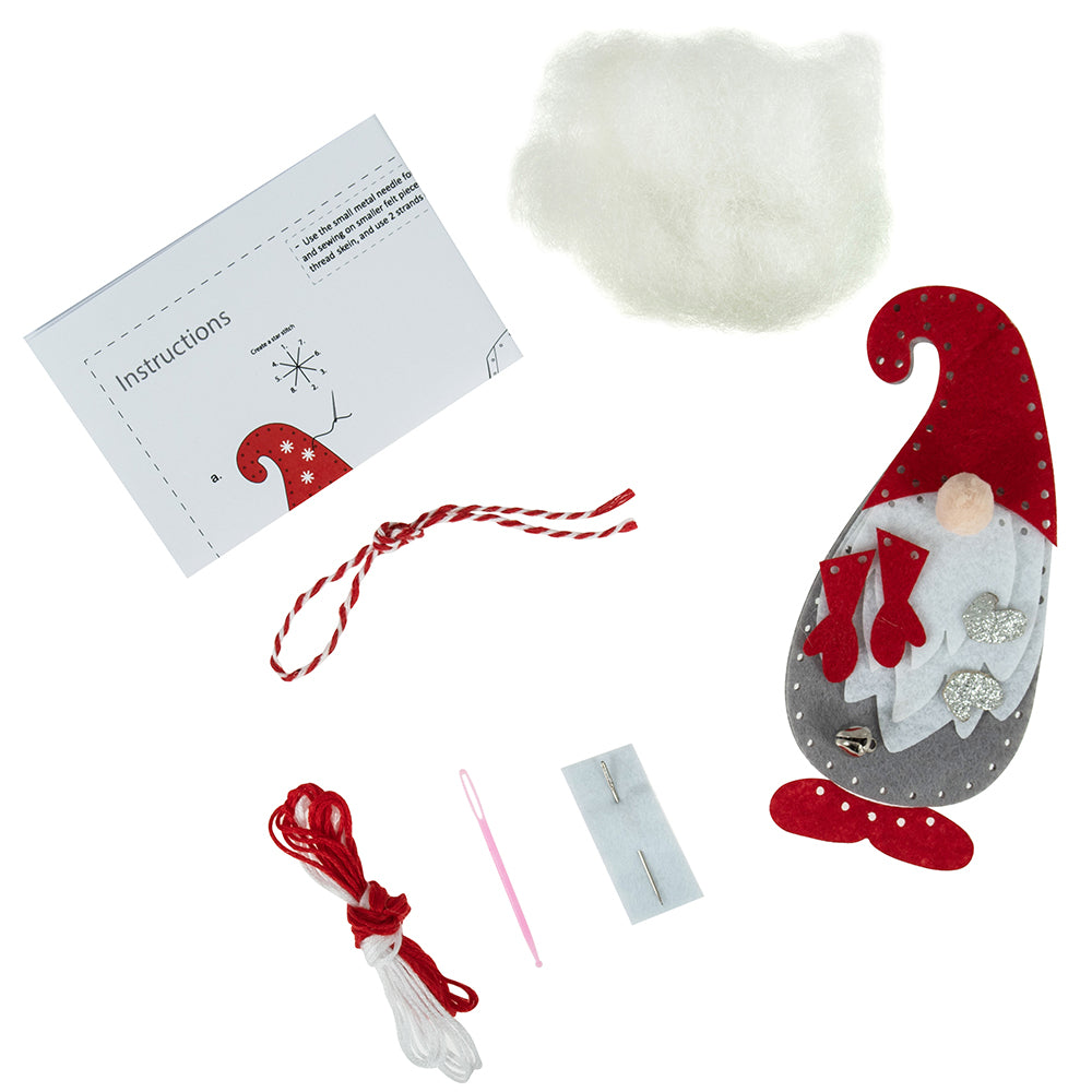 Christmas Gonk | Mini Felt Sewing Kit | Hanging Decoration | Craft Kit