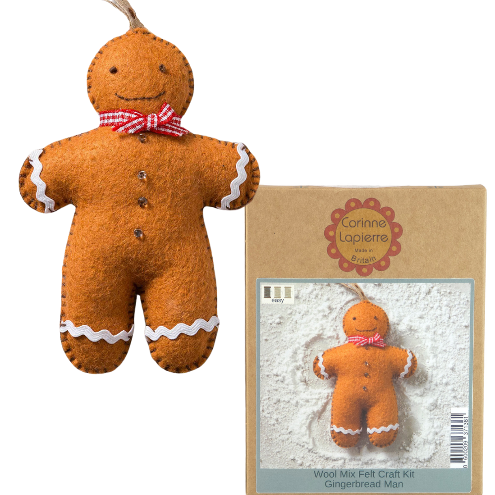 Christmas Gingerbread Hanging Ornament | Mini Felt Sewing Kit | Corinne Lapierre