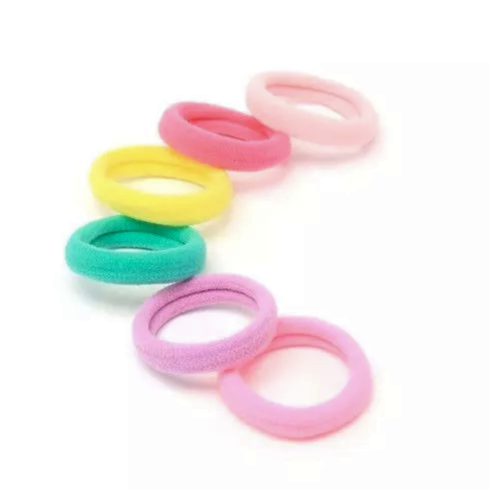 Pastel Shades | 6 Jersey Mini Hair Elastics | Mini Gift | Cracker Filler