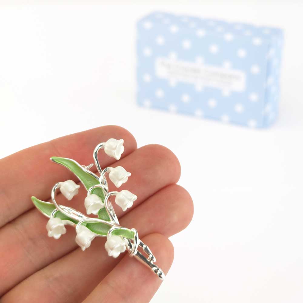 White Lily of the Valley Brooch | 5.5cm Long | Mini Gift | Cracker Filler