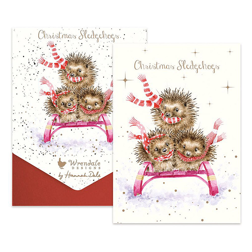 Sledgehogs | Hedgehogs in the Snow | 8 Christmas Cards | Wrendale Designs