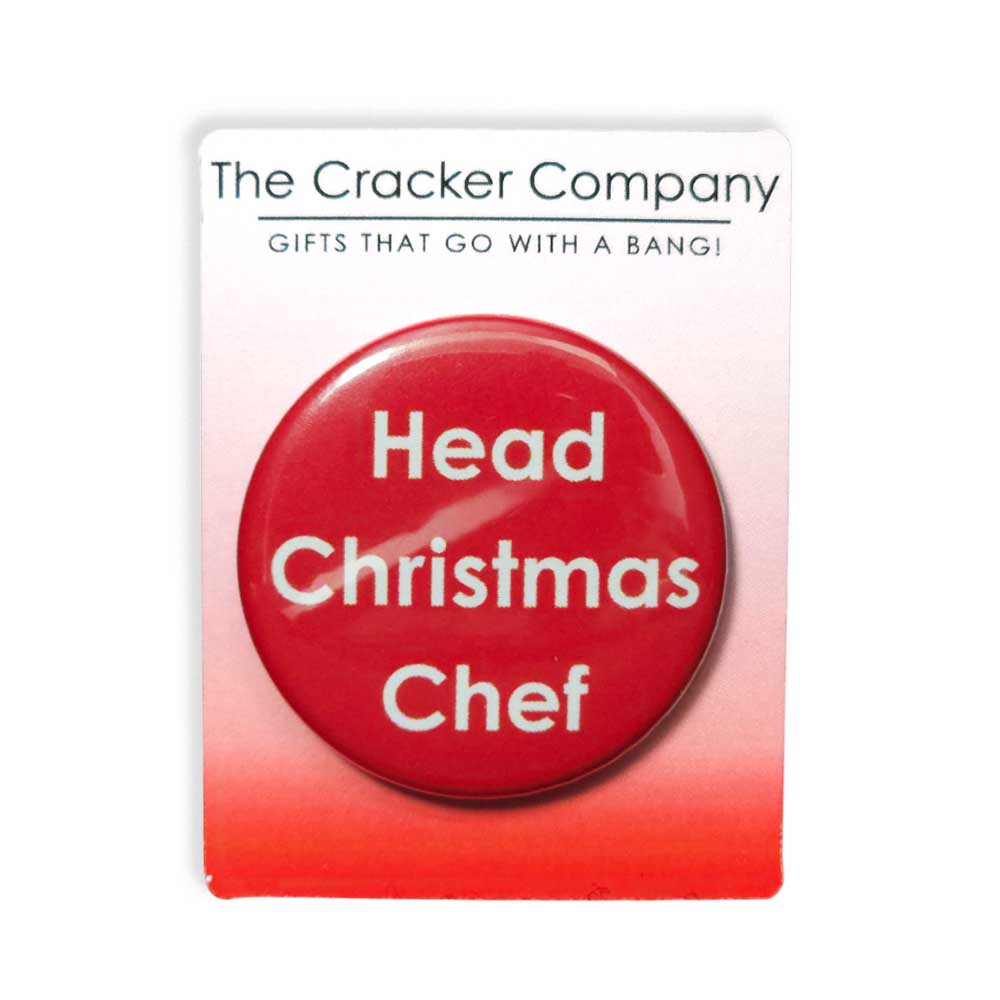 Head Christmas Chef | 38mm Button Pin Badge | Mini Gift | Cracker Filler